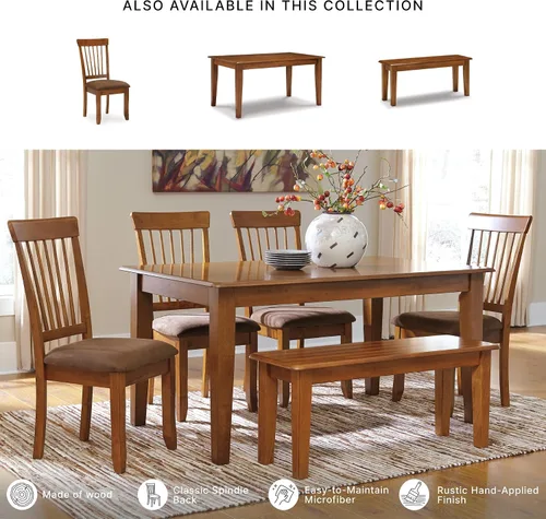 Miniatura 9 de Signature Design by Ashley Berringer Sillas de comedor con respaldo de husillo de 18" (juego de 2) – Marrón claro rústico con asiento acolchado