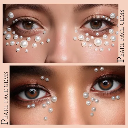 Miniatura 2 de Teenitor Gemas Faciales Perlas para el Cabello Diamantes de Imitación para Maquillaje Festival Joyas Faciales Joyas para el Cabello, 1300PCS