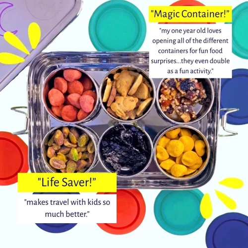 Miniatura 6 de Caja Bento reutilizable de acero inoxidable: 6 recipientes de 1.7 fl oz incluidos Sin plástico Apto para lavavajillas Sin derrames, a prueba