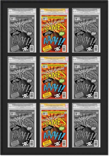 Miniatura 48 de Marco negro para cómics graduados Marco completo de cómics con paspartú de conservación negro y acrílico de grado UV Hecho para exhibir (6)