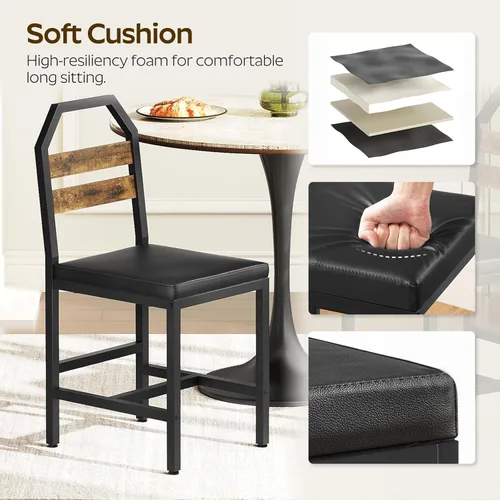 Miniatura 5 de YATINEY CY02L4BR - Sillas de comedor, sillas de cocina con soporte trasero, asiento tapizado y patas de metal, para cocina, sala de estar, marrón