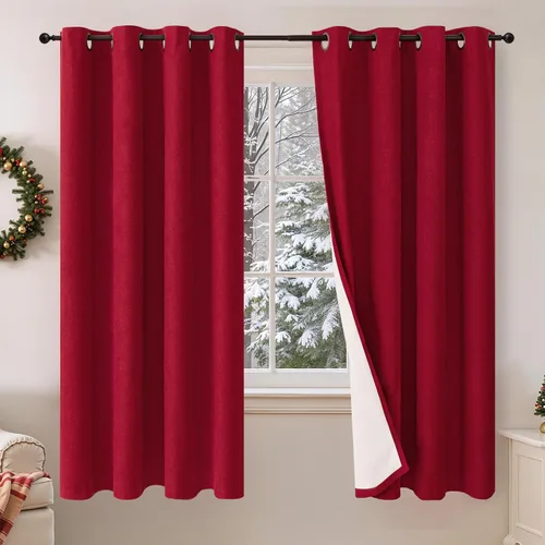 Miniatura 95 de Cortinas Opacas de Lino Azul Bebé para Guardería de 40 Pulgadas de Largo, 2 Paneles, Cortinas Cortas con Aislamiento Térmico Boho de Bloqueo Total