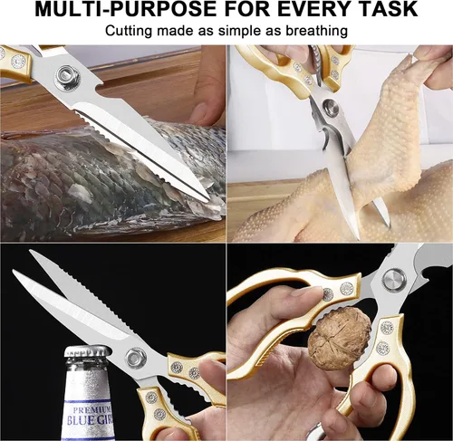 Miniatura 5 de CGBE Tijeras de cocina multiusos, resistentes, ultra afiladas, de acero inoxidable, aptas para lavavajillas, tijeras de cocina para pollo, aves