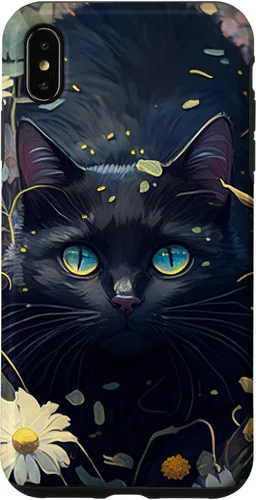 Miniatura 11 de iPhone 16 Cute Black Cat In Botanical Flower Garden Aesthetic Cat Case