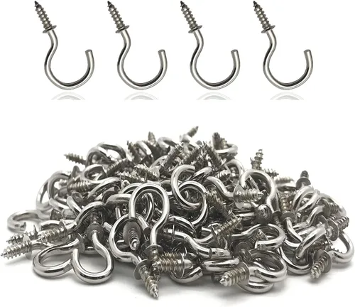 120 Piezas Ganchos de Rosca de 1/2 Pulgada Chapados en Níquel Ganchos de Metal para Tazas, Ganchos de Techo Plateados