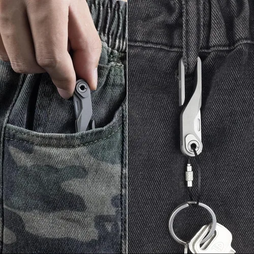 Miniatura 3 de ThruNite Llavero pequeño de aleación de titanio, herramienta EDC para llaves, mini cuchillo plegable de bolsillo con llavero, organizador de llaves