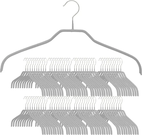 Miniatura 11 de MAWA - Perchas estrechas pequeñas de acero con revestimiento antideslizante, para camisas, vestidos, trajes, camisolas, chaquetas, gancho giratorio