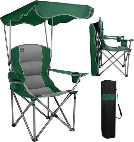 Miniatura 11 de Northroad Sillas de camping plegables con toldo y silla de playa con portavasos, reposabrazos y bolsa de transporte para viajes al aire libre, Negro