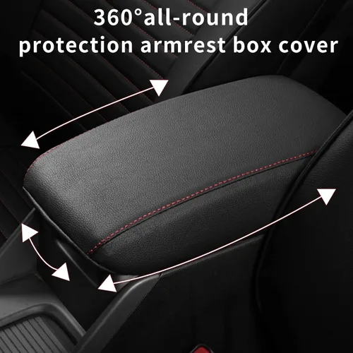 Miniatura 3 de AOMSAZTO Funda de consola para Nissan Altima 2019-2023, 2024 2025, fundas para reposabrazos para Nissan Altima, color negro con costuras rojas