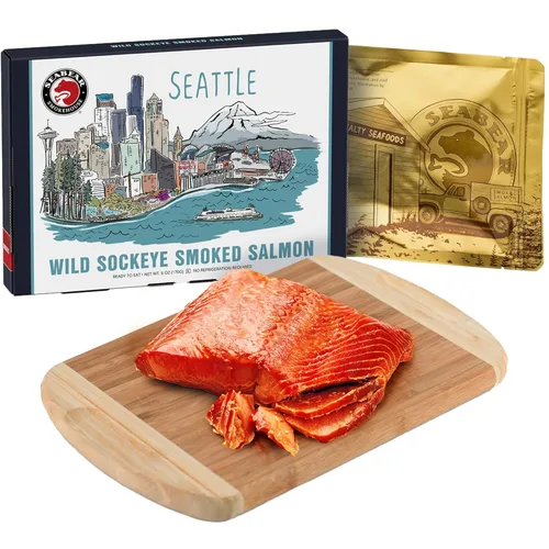 SeaBear Seattle Skyline - Caja de regalo de salmón ahumado, capturado en la naturaleza, estable en el almacenamiento, listo para comer, 6 onzas de
