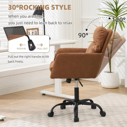 Miniatura 6 de XIFAN - Silla de oficina de piel sintética con asiento acolchado grueso, giratorio de 360°, silla de escritorio ajustable en altura con base