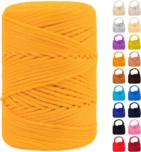 Miniatura 23 de Cordón de macramé de poliéster de 0.118 in x 185 yardas, cordón trenzado de macramé, bolsa de ganchillo, hilo de poliéster para ganchillo, bolsa