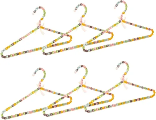 Miniatura 7 de Juego de 6 perchas de perlas para colgar ropa para bodas, damas de honor, para vestidos de boda, perchas estándar de perlas (negro, 6)