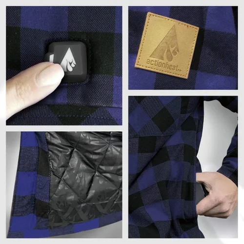 Miniatura 13 de ActionHeat Camisa de franela calentada con batería de 5 V - Sistema de calefacción de tres zonas, 3 ajustes de calor, paneles de calefacción
