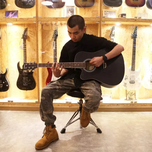 Miniatura 6 de Guitarra para Zurdos, Guitarra Acústica para Zurdos de 104 cm con Corte, Tamaño Completo, para Principiantes, Incluye Estuche, Afinador, Correa