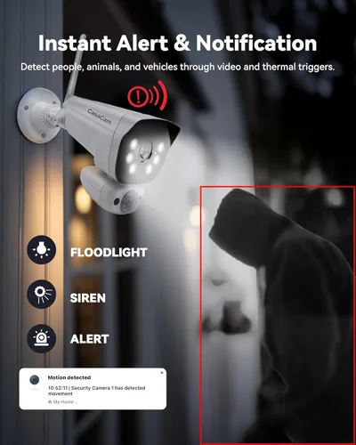 Miniatura 5 de CasaCam Sistema de cámara de seguridad inalámbrica Monitor de pantalla táctil de 10.1 pulgadas, 4 cámaras de reflector 2K Interior/exterior, sin