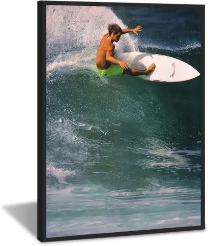 Póster de surf oceánico azul de los años 90, arte de pared de verano y playa, surfista costero, hombres, deportes extremos de agua, impresiones en