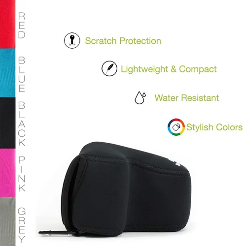 Miniatura 7 de MegaGear MG1568 - Funda de neopreno ultraligera para cámara compatible con Sony Alpha A7 III, A7R III, A9 (1.102-2.756 in), color negro, talla única