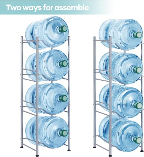 Miniatura 3 de SEHERTIWY Soporte para jarra de agua de 5 galones, 4 niveles resistente para botellas, estante de almacenamiento para el hogar, oficina, ahorra Plata