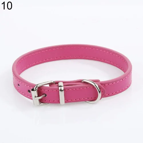 Collares ajustables para mascotas, piel sintética de moda, color sólido, para perro, gato, cachorro, collar para mascotas, naranja, talla M