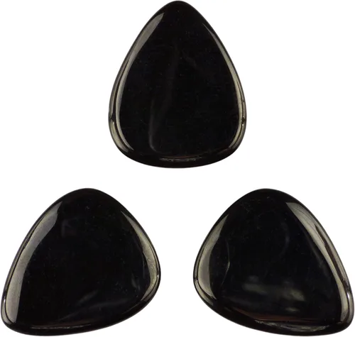 Miniatura 89 de Púa de guitarra o bajo de Obsidiana de Caoba en vidrio volcánico - 3.0 mm de calibre ultra pesado - Forma 351 - Púa exótica artesanal de gema
