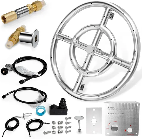 Miniatura 8 de Hiorucet Quemador de anillos para hoguera de 12 pulgadas para piezas de repuesto para fogatas de gas natural y propano, inserto quemador redondo