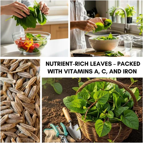 Miniatura 6 de 100 Red Malabar spinach Seeds [callo de hoja gruesa de Guyanés] vid de rápido crecimiento