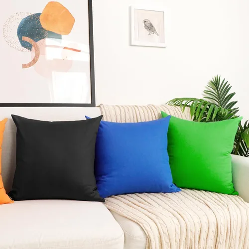 Miniatura 4 de Coddsmz Paquete de 4 fundas decorativas de 100% algodón para cojín cuadrado, funda de almohada de color liso para bricolaje, para sofá y dormitorio