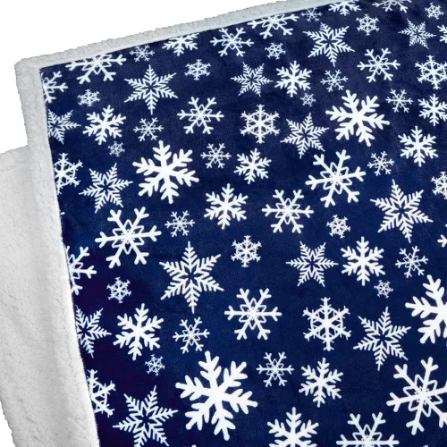 Miniatura 5 de PAVILIA manta de forro polar sherpa prémium, suave, acolchada, reversible, cálida y acogedora de microfibra lisa para sofá Copo de nieve azul