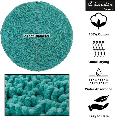 Miniatura 6 de Chardin home Alfombra de baño redonda turquesa Alfombra de baño bohemia de 2 pies También perfecta para habitaciones de niños, guarderías