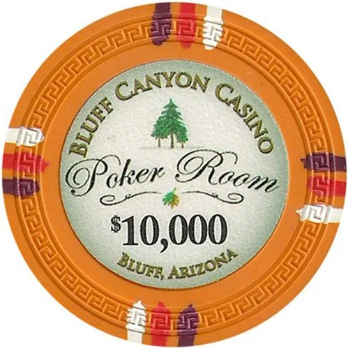 Claysmith Gaming Bluff Canyon Poker Chip - Compuesto de arcilla pesada de 0.48 oz, paquete de 50 $10000 naranja