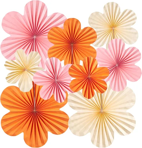 Miniatura 15 de SUNBEAUTY Abanicos de papel dorados y negros para fondo de fiesta de té, boda, primavera, cumpleaños, aula, baby shower, Halloween, decoración