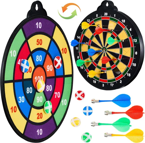 Miniatura 7 de moopok Tablero magnético de dardos para niños, 12 dardos magnéticos/bolas adhesivas o 2 pistolas de juguete + 40 dardos de espuma. Juegos para niños