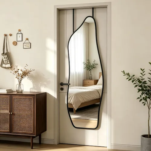 Miniatura 6 de Dolphin Shape Full Length Door Mirror 16"x48", Metal Frame with Protective Film, No-Drilling Hanging or Wall Mount, Hooks & Hardware Included, Full