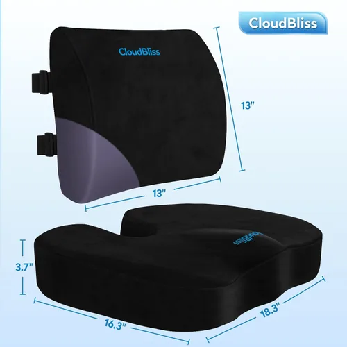 Miniatura 7 de CloudBliss Cojín de asiento, cojín para silla de oficina, cojines de asiento de automóvil, almohada de apoyo lumbar para silla de oficina, almohada
