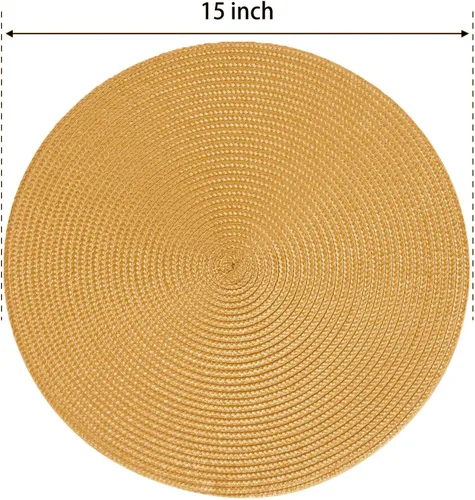Miniatura 2 de FunWheat Juego de 6 manteles individuales redondos trenzados para mesas de comedor, tejidos, lavables, antideslizantes, de 15 pulgadas