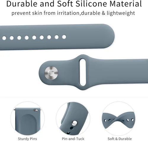 Miniatura 3 de AK Bandas de silicona compatibles con Fitbit Versa 2, correas clásicas suaves de repuesto para mujeres y hombres (azul gris)