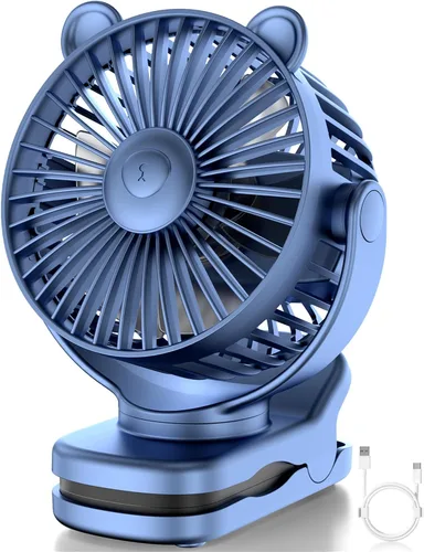 Miniatura 9 de GOTOTO Ventilador de clip, ventilador pequeño personal portátil recargable con batería de 2000 mAh, potente diseño de clip, 3 velocidades de viento