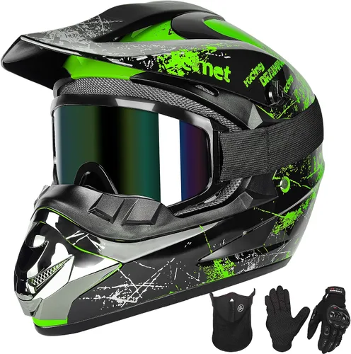 Miniatura 12 de Yesmotor - Casco de motocross para jóvenes, casco de motocicleta BMX, MX, cuatrimoto todoterreno, motocross, bicicleta de montaña, aprobado por