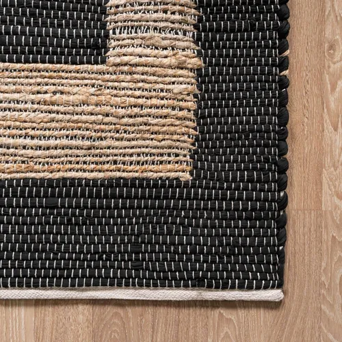 Miniatura 7 de Unique Loom Chindi Jute Collection - Alfombra rectangular (9 x 12 pies 2 pulgadas, color negro/azul marino)