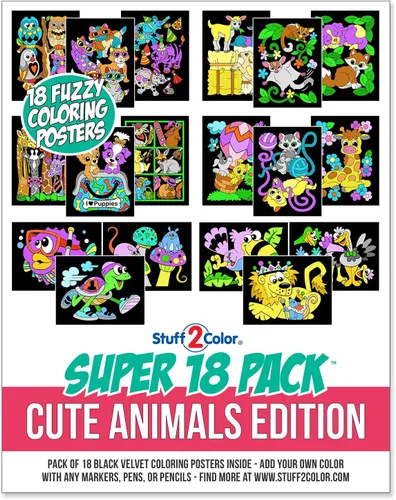 Miniatura 4 de Paquete de 18 pósteres para colorear difusos (edición de animales lindos), kit de arte y manualidades para niños, niñas y niños, perfecto para niños