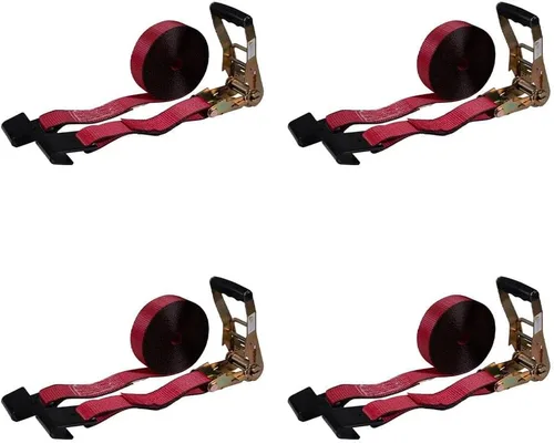 Miniatura 22 de Mytee Products Correas de amarre de trinquete con ganchos planos, 2 pulgadas x 20 pies amarillos 10,000 libras de resistencia a la rotura