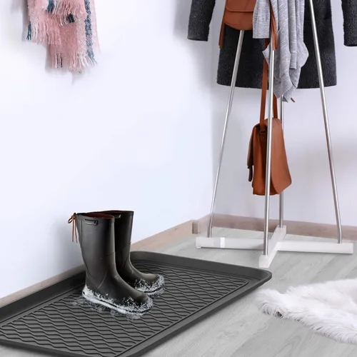 Miniatura 4 de Stalwart - Bandeja para botas para todo tipo de clima, juego de 2 alfombrillas grandes de plástico resistente al agua para uso en interiores