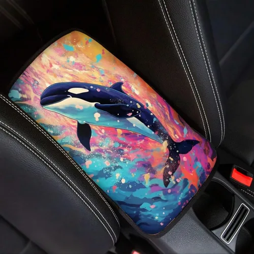 Miniatura 28 de Funda para reposabrazos de automóvil, ajuste universal para la mayoría de automóviles, SUV, camiones, sedán, patrón fresco, plegable, cómoda, Oso