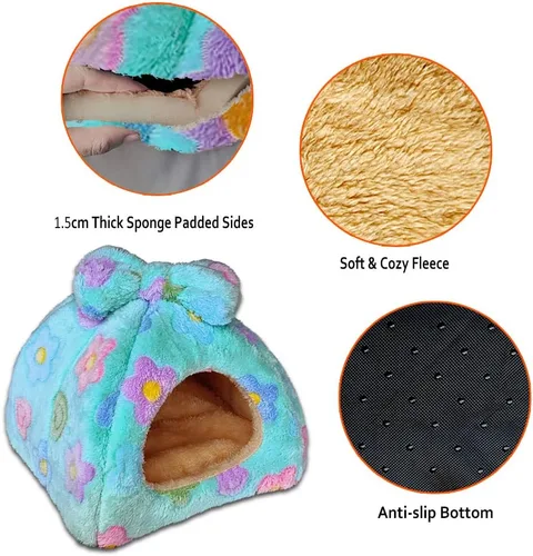 Miniatura 3 de Cama de conejillo de indias, cama de conejo, accesorios cálidos para casa de escondite para animales pequeños, hámsters, chinchillas, conejitos Verde