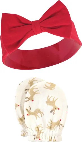Miniatura 156 de Hudson Baby Conjunto de diadema de algodón y manoplas para rascar para bebé