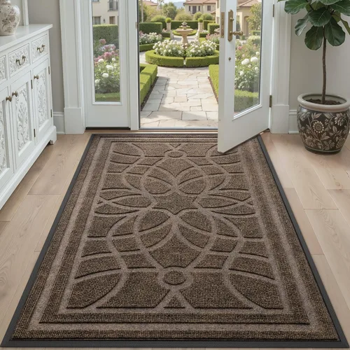 Miniatura 9 de DEXI - Felpudo para puerta exterior, alfombra de entrada de perfil bajo y resistente antideslizante para el recibidor, alfombras de bienvenida que