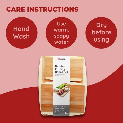Miniatura 5 de Tabla de cortar de bambú, juego de tablas de cortar: ideal para preparar comidas y servir, embutidos, tablas de cortar de madera ecológicas
