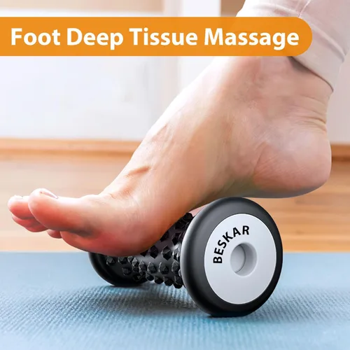 Miniatura 2 de BESKAR Rodillo de masaje para los pies para alivio de fascitis plantar, herramienta portátil de reflexología, rodillos de masaje de punto de Negro