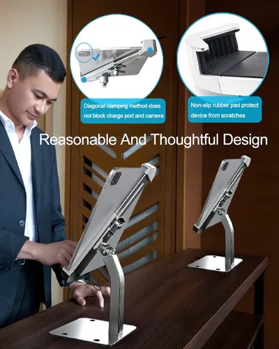 Miniatura 3 de Soporte antirrobo para tablet de 9 a 14 pulgadas, soporte de piso de escritorio para iPad de seguridad, soporte de pantalla POS resistente